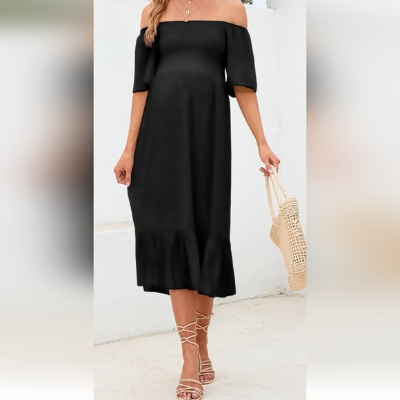 Large loose fitting off the shoulder Midi dress - Picture 2 of 8